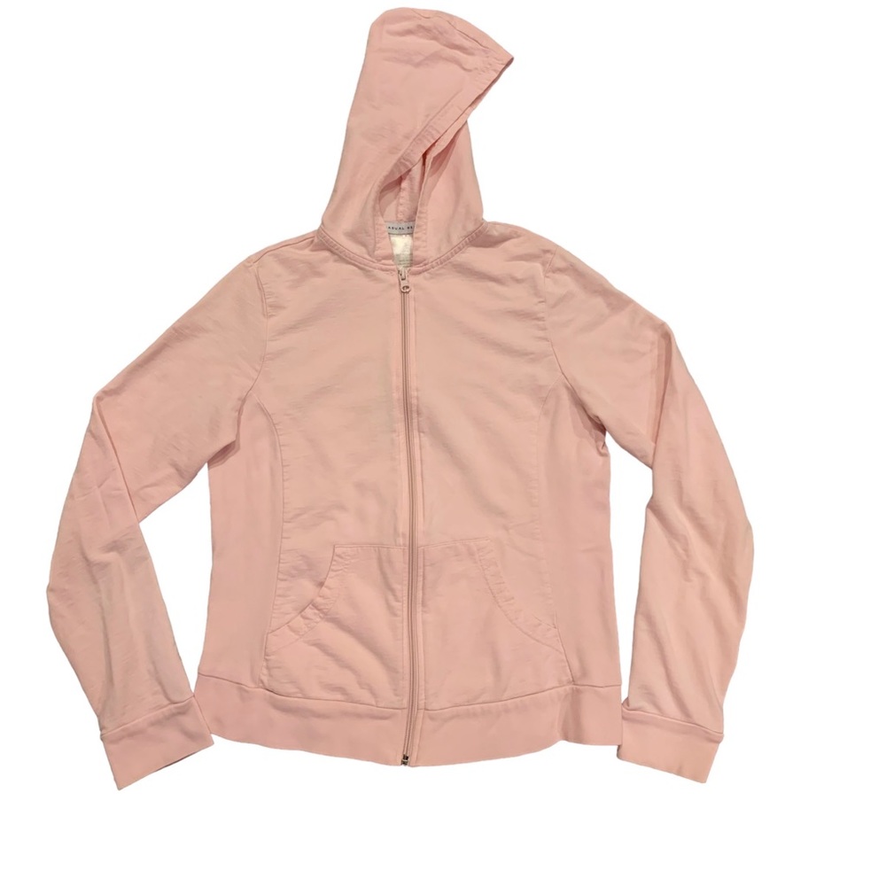 Casual Gear Soft Light Pink Hoodie With Zip Up Middle Closure Size Small